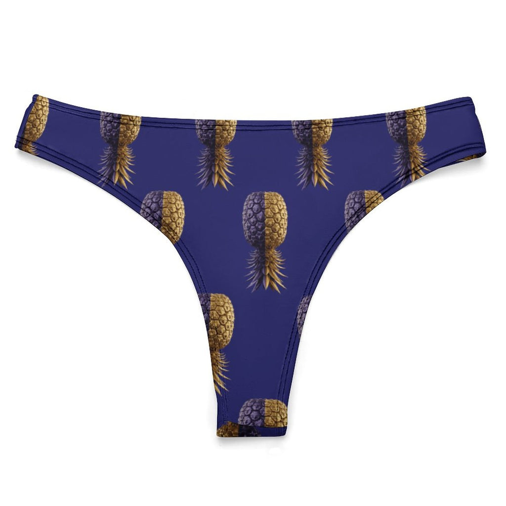 Football Purple & Gold Pineapple Women's Thong Underwear