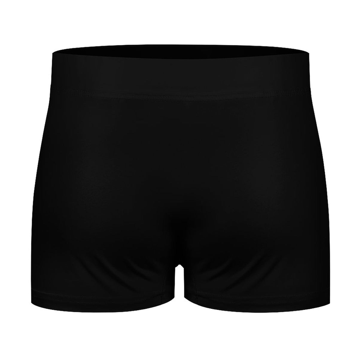 Black athletic shorts with a wide elastic waistband, shown from the back on a plain white background.
