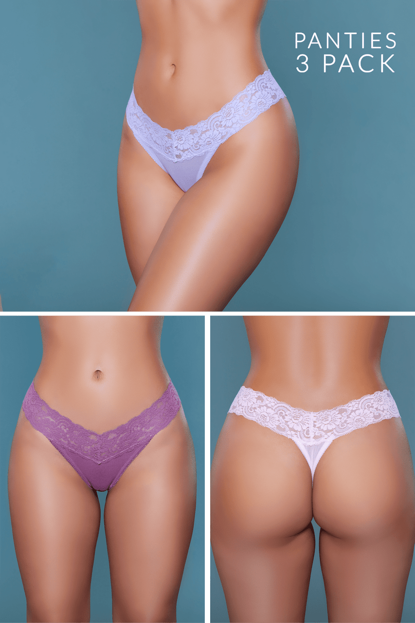 Three different styles of women's underwear displayed against a teal background.