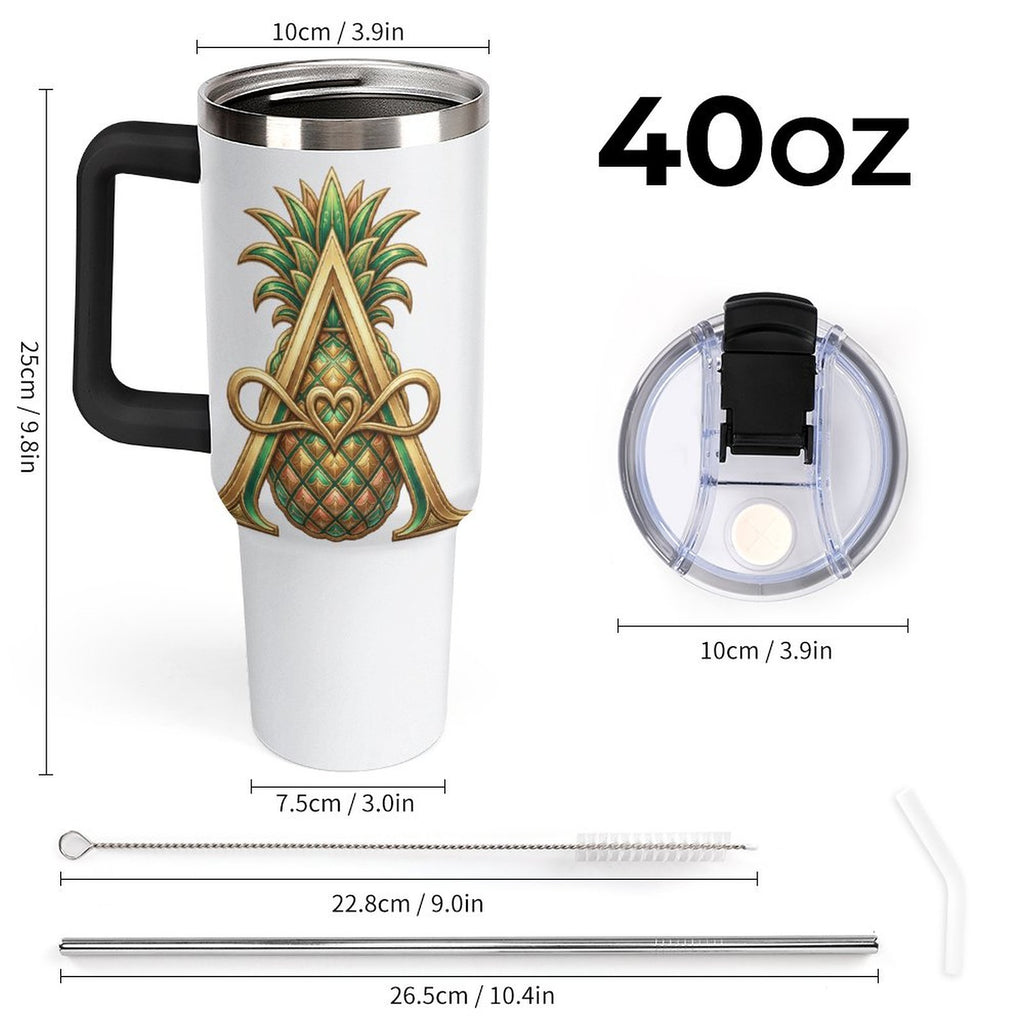 Monogram "A" Insulated Tumbler with Handle and Straw