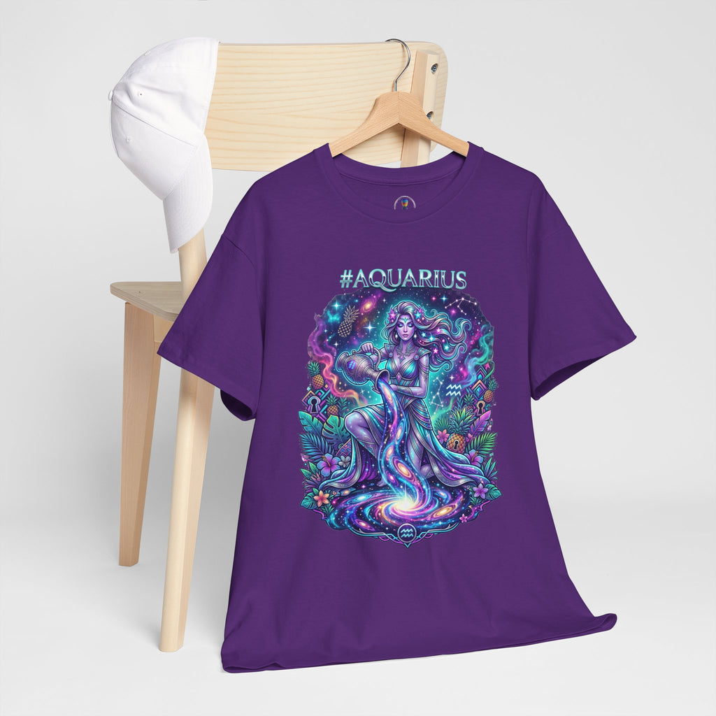 #AQUARIUS Unisex T-Shirt | Soft Lightweight 100% Combed Ring-Spun Cotton Tee with Cosmic Art Print