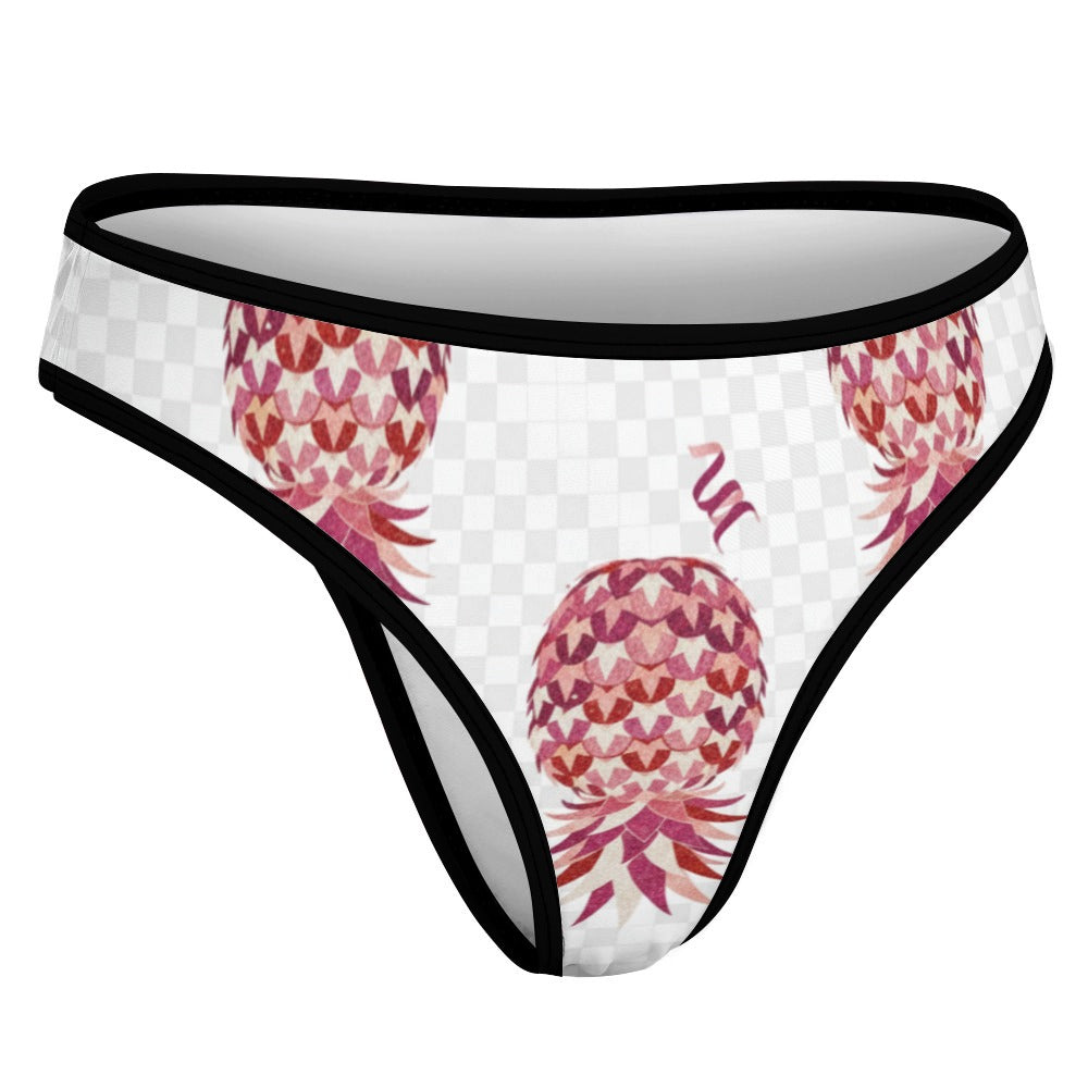 Upside Down Pineapple Women’s Ice Silk T‑Back Thong – Soft Sexy Pineapple Lifestyle Panties for Swinger Couples