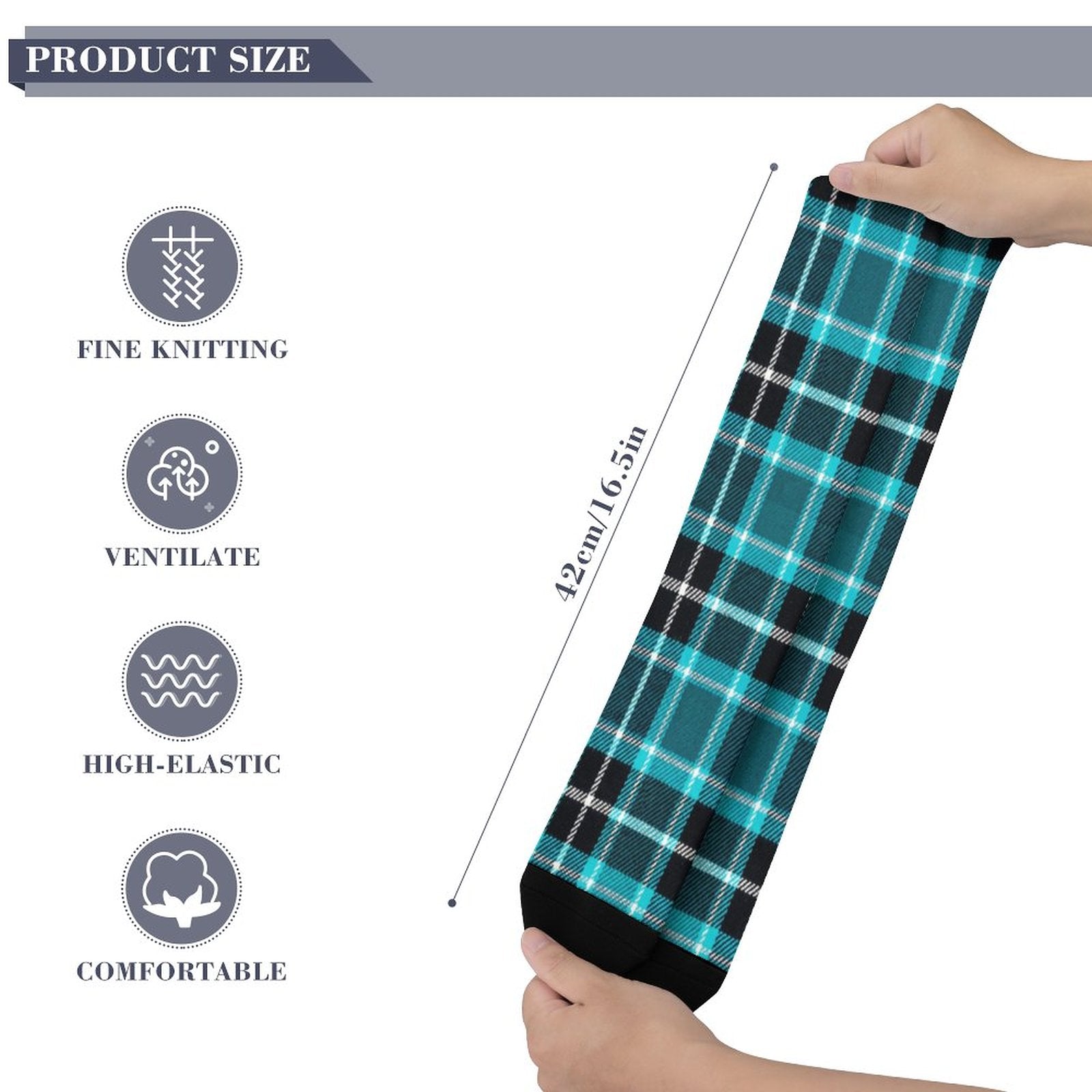 Plaid Crew Socks | Soft Moisture-Wicking Polyester Crew Socks for Men and Women