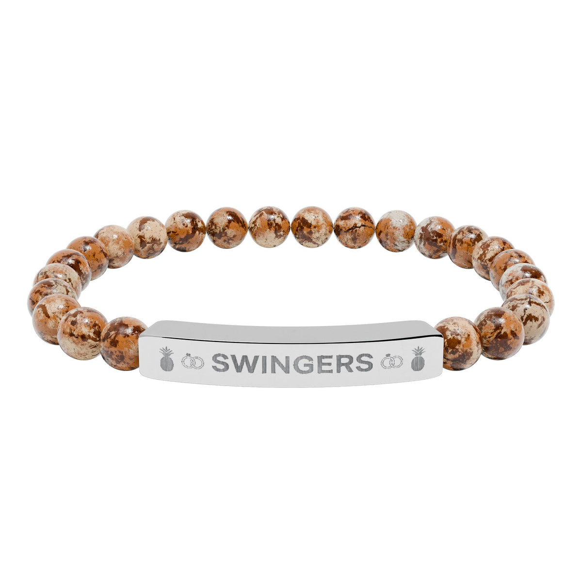 Swingers Engraved Natural Stone Stretch Bracelet | Hypoallergenic 316L Steel Jewelry