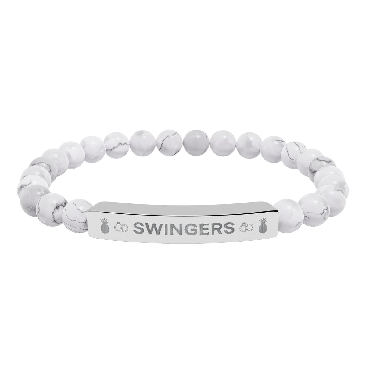 Swingers Engraved Natural Stone Stretch Bracelet | Hypoallergenic 316L Steel Jewelry