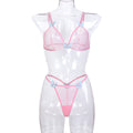 Style Pink Two-Piece Set Butterfly Embroidery Lingerie