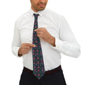 Slim Teal Satin Necktie | Geometric Magenta & Aqua Tie