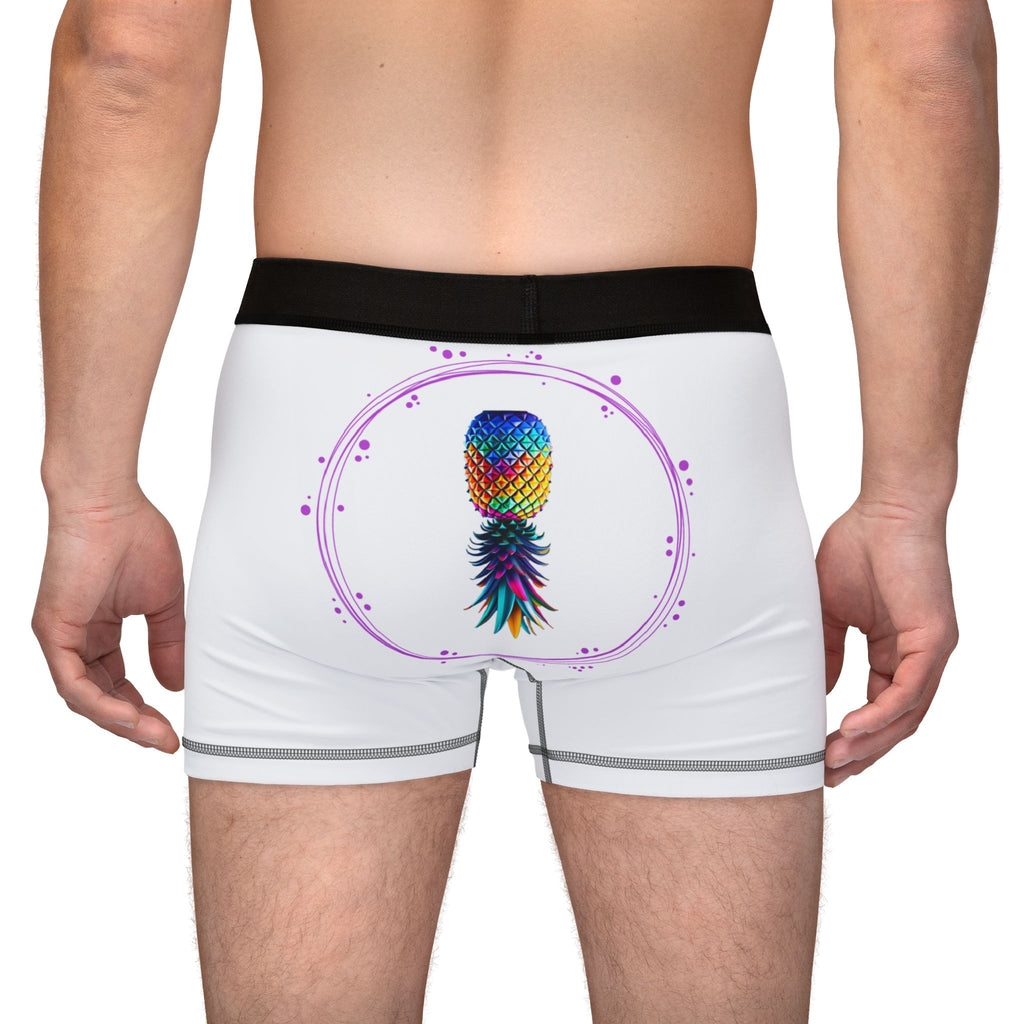 Fun Men's Boxers - "Touch Here to Turn On" & Colorful Pineapple Design - Perfect for Gifts and Everyday Comfort