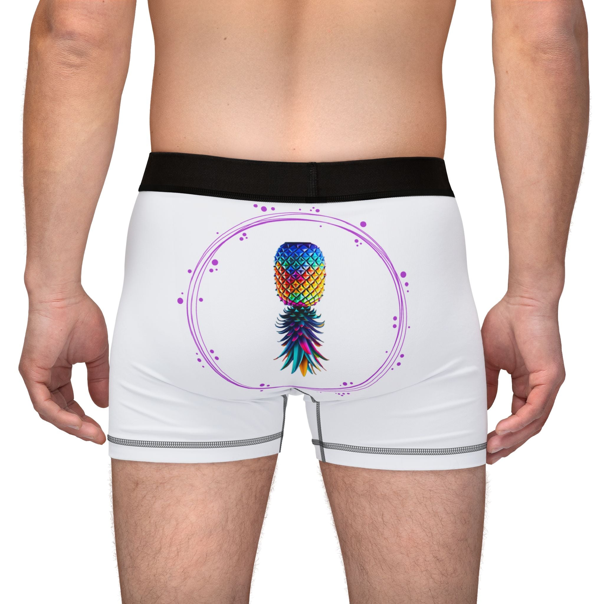 Fun Men's Boxers - "Touch Here to Turn On" & Colorful Pineapple Design - Perfect for Gifts and Everyday Comfort