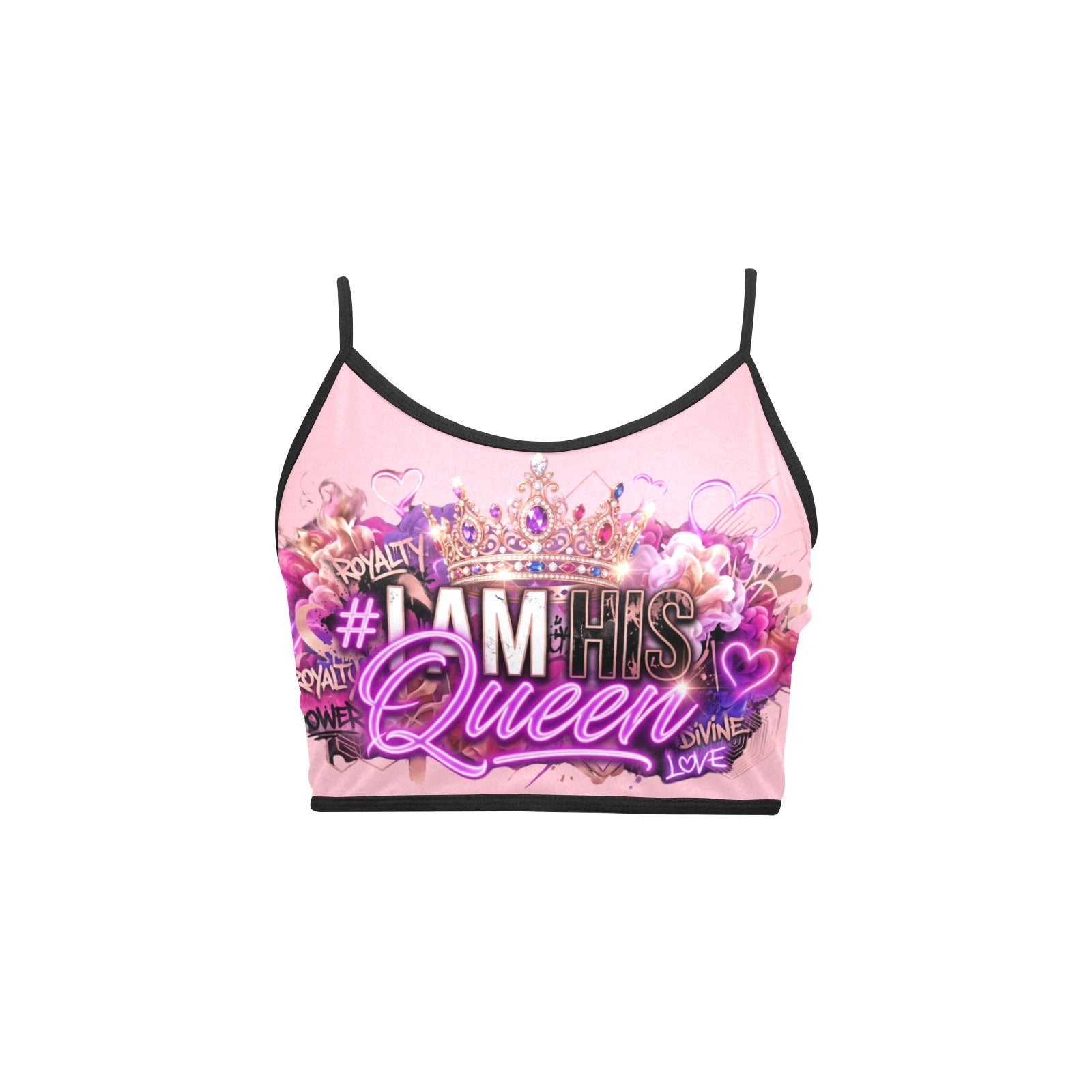 #IAMHISQUEEN Women’s Spaghetti Strap Crop Top – Sexy Stretch Yoga Tank, Lightweight Quick-Dry Fitness Crop Top for Women