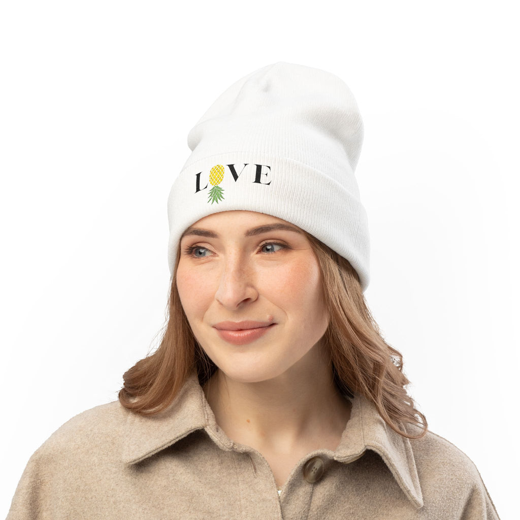 LOVE Pineapple Embroidered Knit Beanie