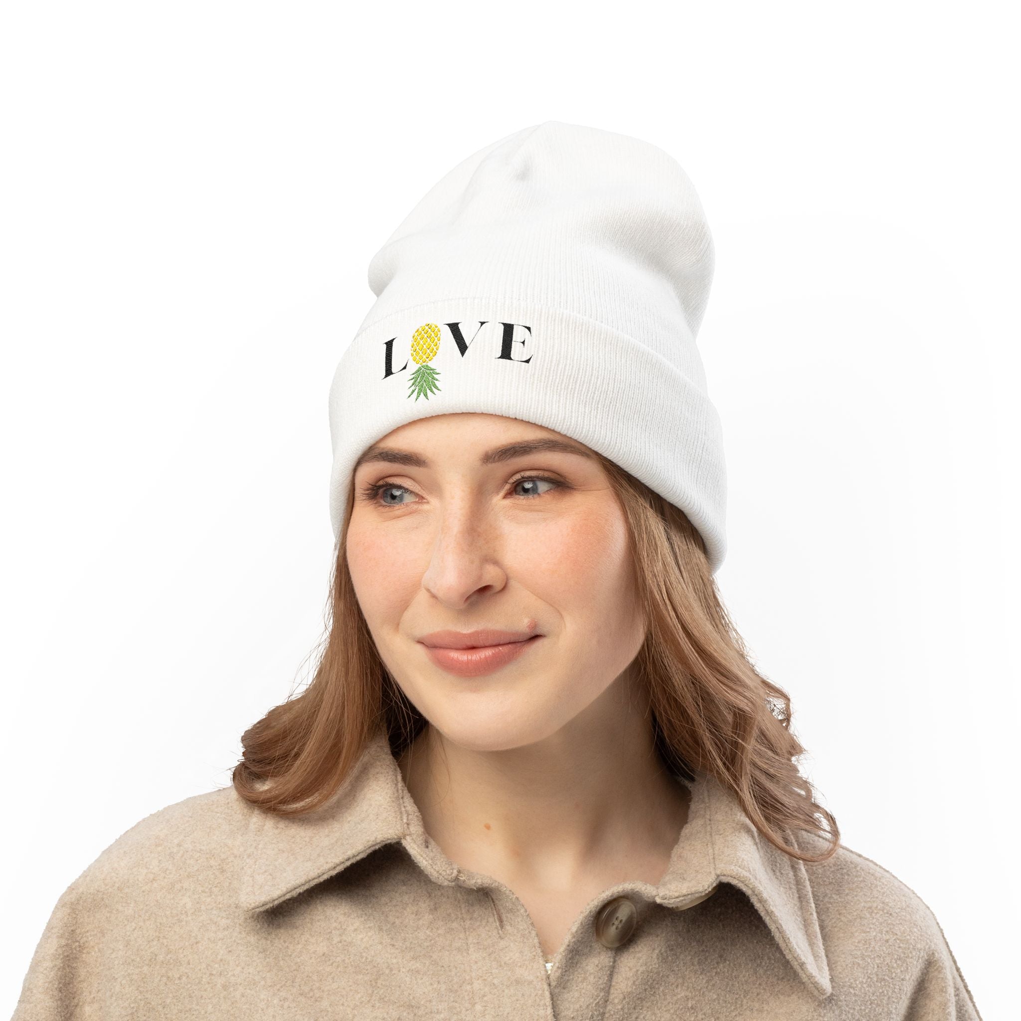 LOVE Pineapple Embroidered Knit Beanie
