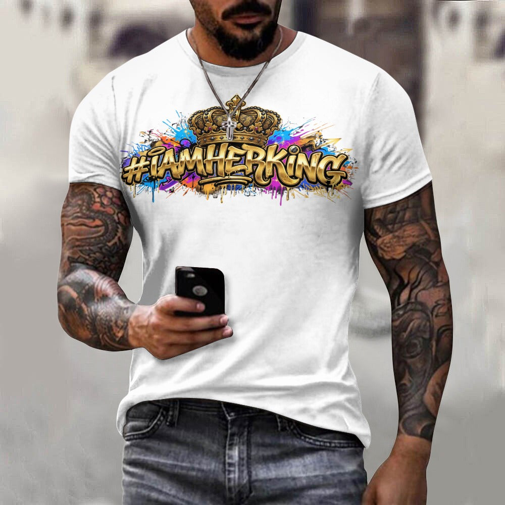 #IAMHERKING Men’s Cotton T-Shirt – Soft Breathable Graphic Tee for Everyday Style, Casual Summer Shirt for Men