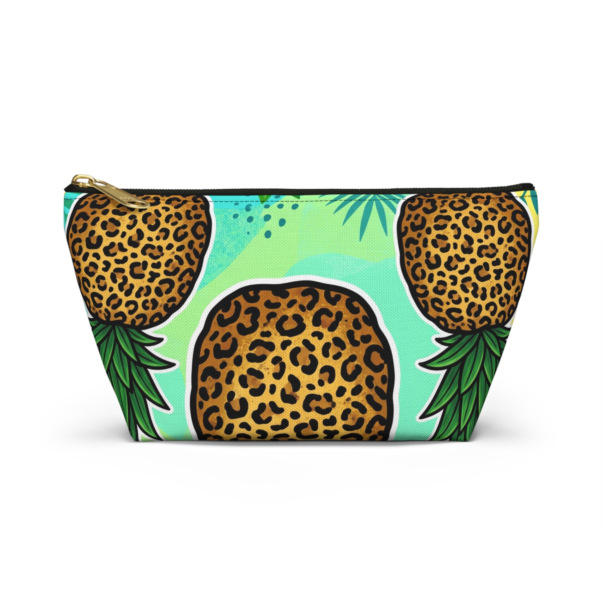 Upside-Down Pineapple Leopard Print Accessory Pouch | T-Bottom Makeup & Travel Organizer Bag