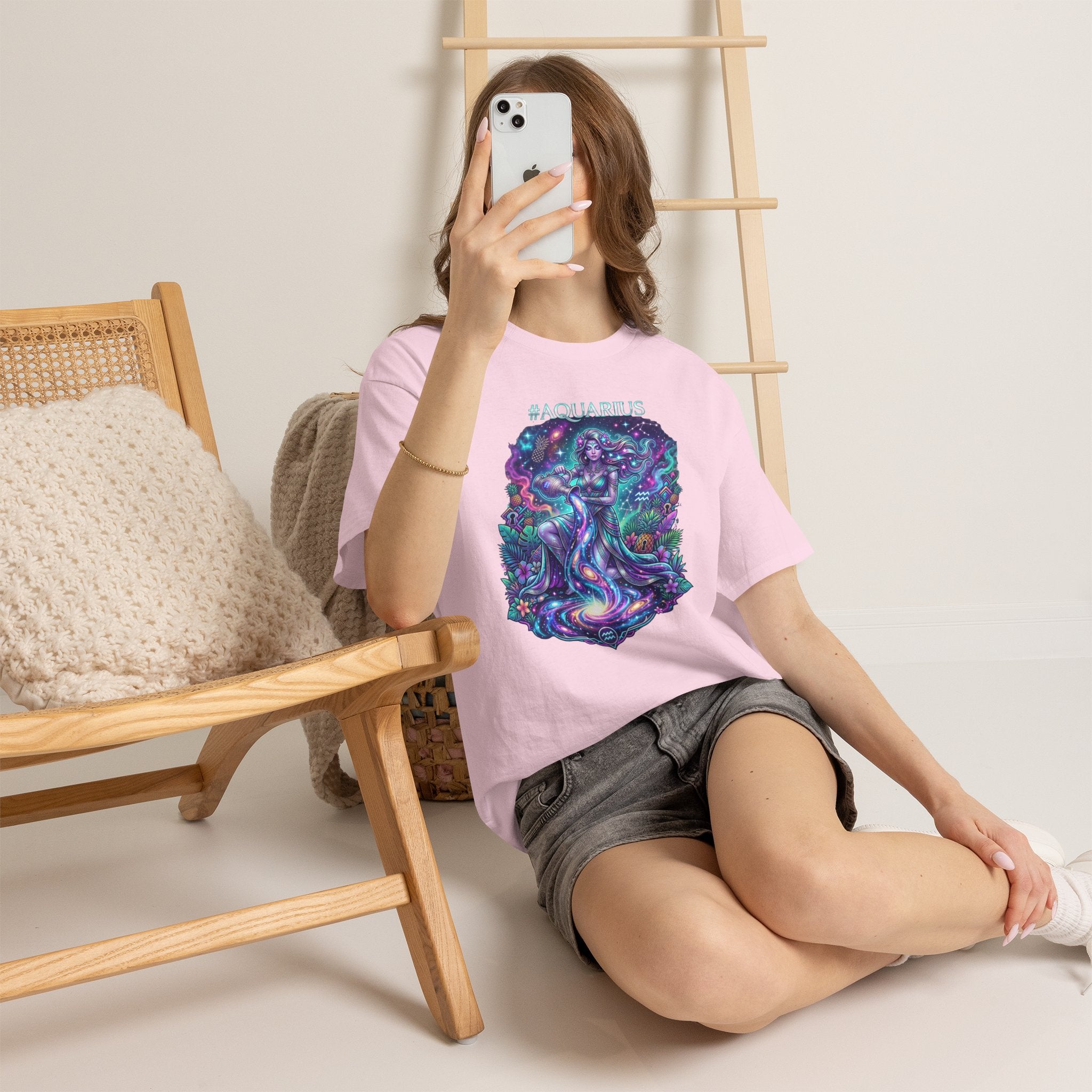 #AQUARIUS Unisex T-Shirt | Soft Lightweight 100% Combed Ring-Spun Cotton Tee with Cosmic Art Print
