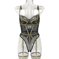 Lingerie  Style Sexy Underwear Bodysuit Golden Silk Elegant Lines Lace Splicing Girl's Strapless Top