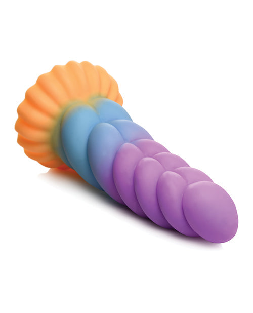 Colorful toy with a gradient from orange to purple on a white background