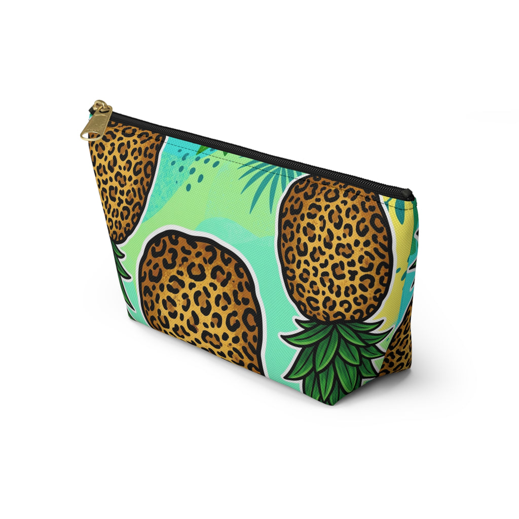 Upside-Down Pineapple Leopard Print Accessory Pouch | T-Bottom Makeup & Travel Organizer Bag