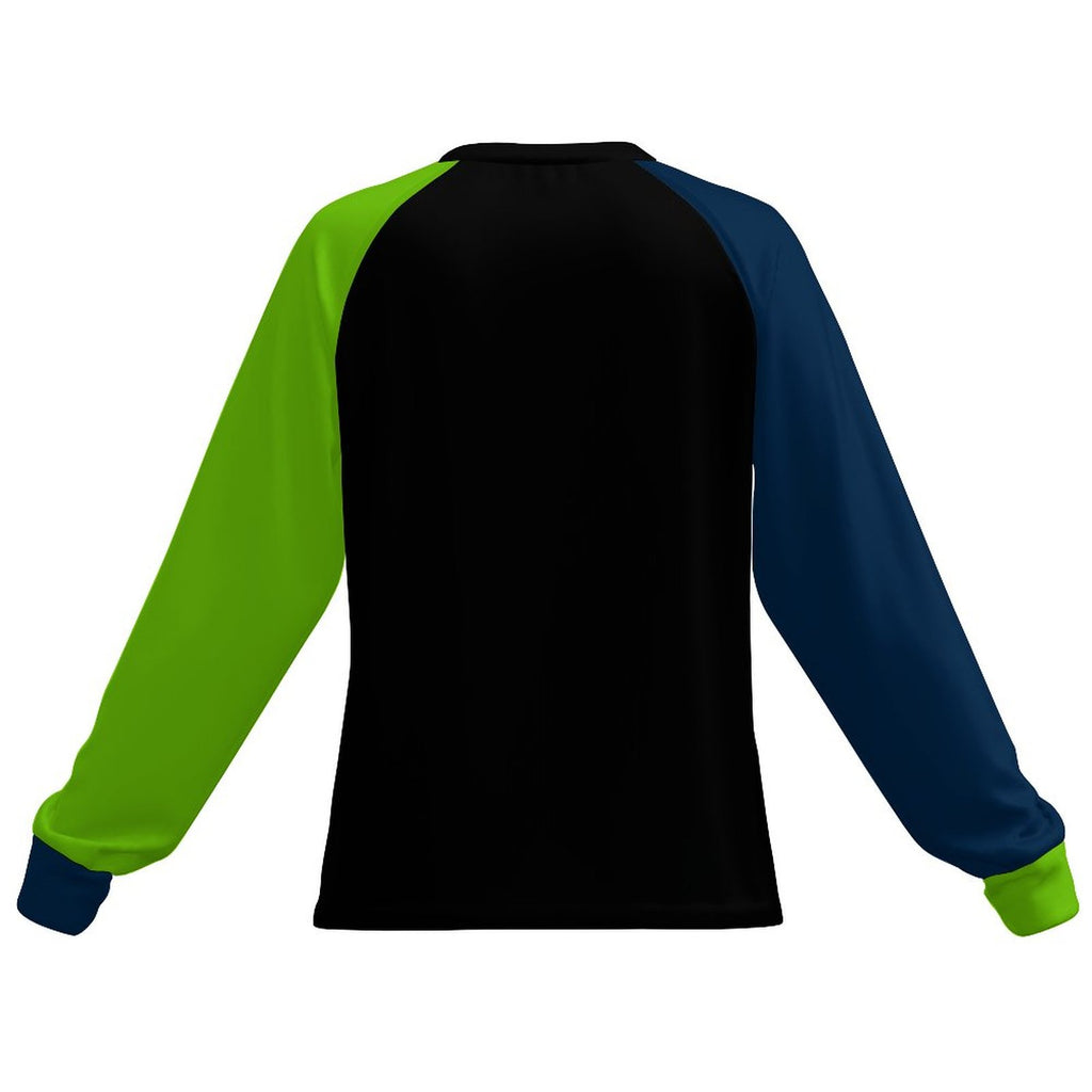 Neon Green & Navy Women's Long Sleeve Quick Dry Top