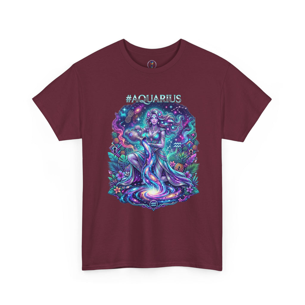 #AQUARIUS Unisex T-Shirt | Soft Lightweight 100% Combed Ring-Spun Cotton Tee with Cosmic Art Print