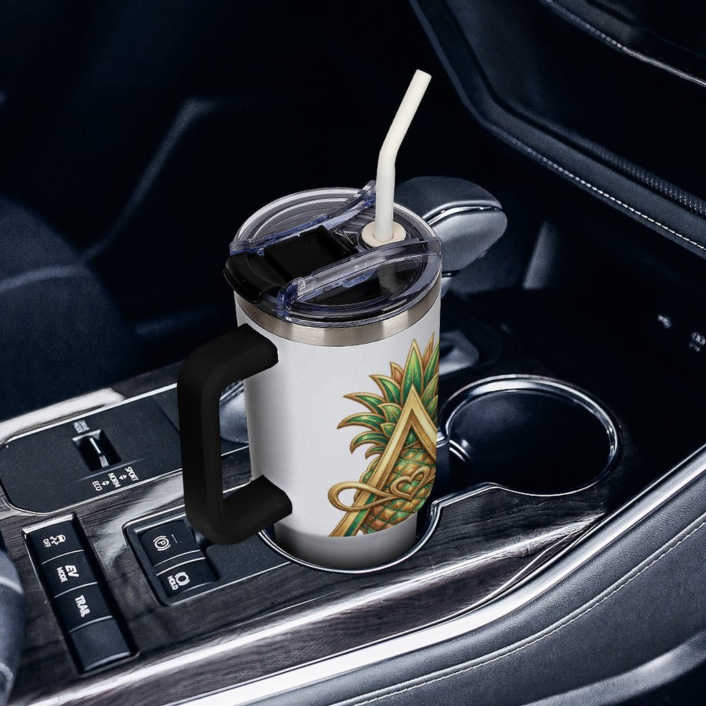 Monogram "A" Insulated Tumbler with Handle and Straw