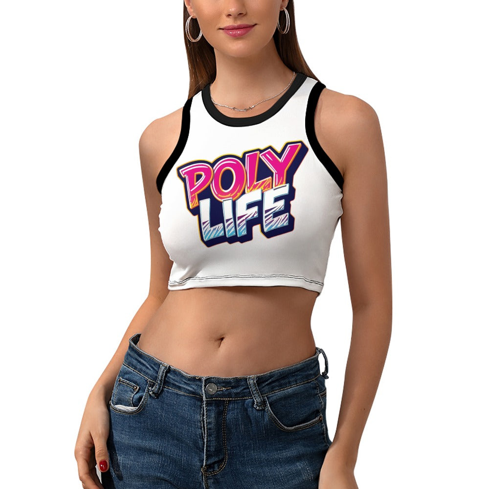 Poly Life Women's Cropped Slim Racer Tank Top – Lightweight Stretch Fit | Athletic & Casual Wear