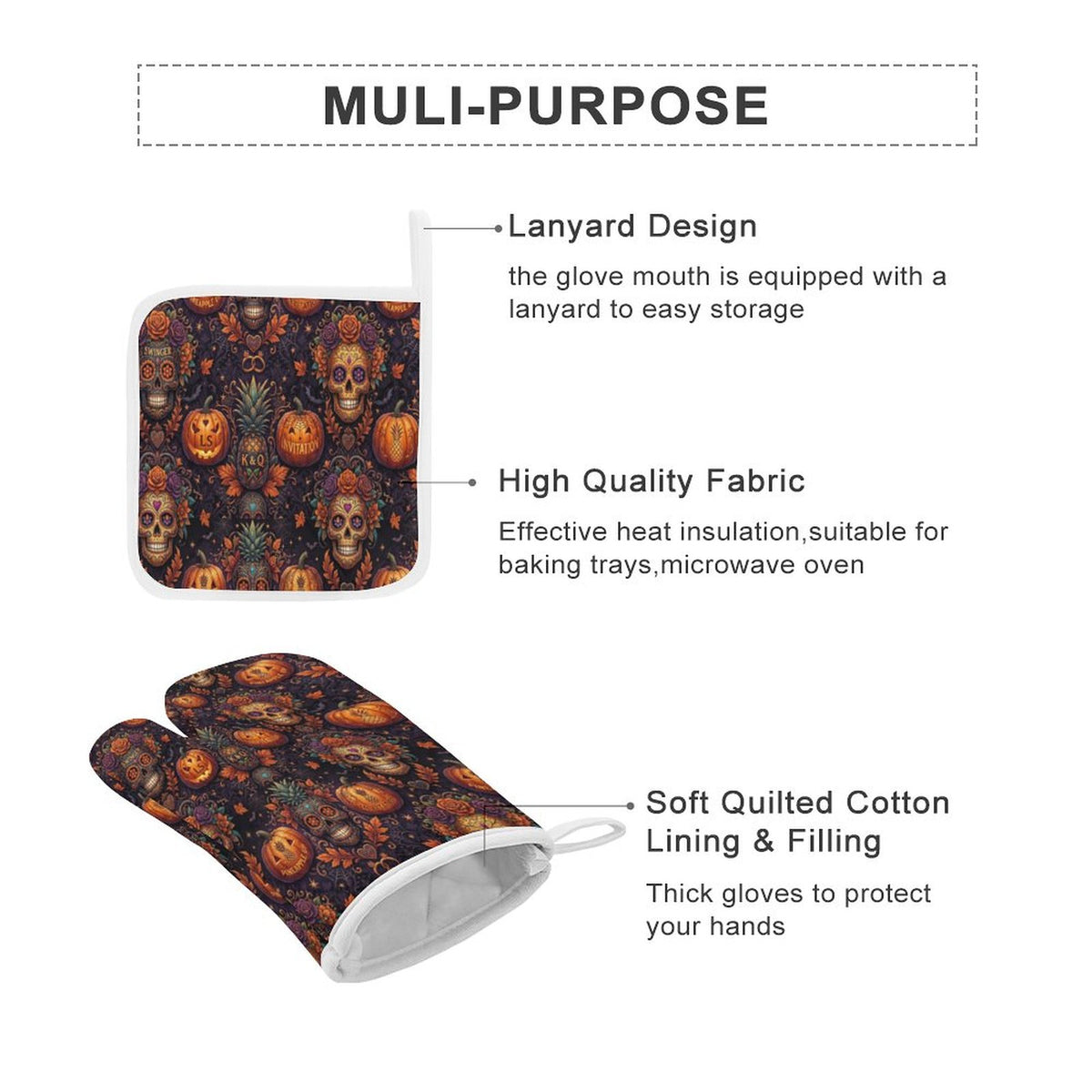 Halloween Swinger Inspired Oven Mitt & Pad Set of 3