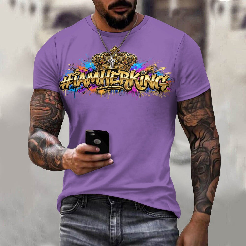 #IAMHERKING Men’s Cotton T-Shirt – Soft Breathable Graphic Tee for Everyday Style, Casual Summer Shirt for Men