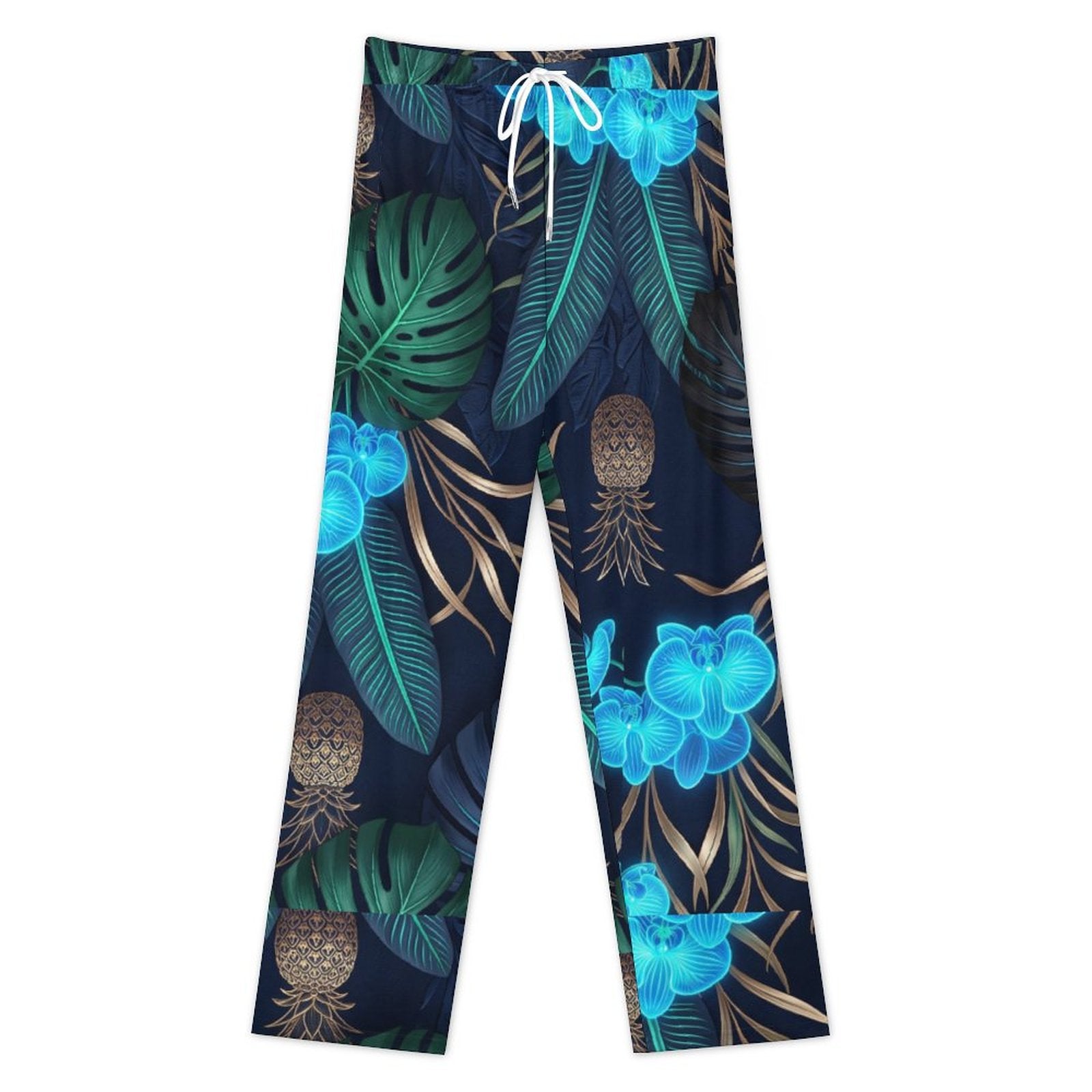 170gsm Faux Cotton Drawstring Women Wide Leg Pajamas Pants(All-Over Printing)