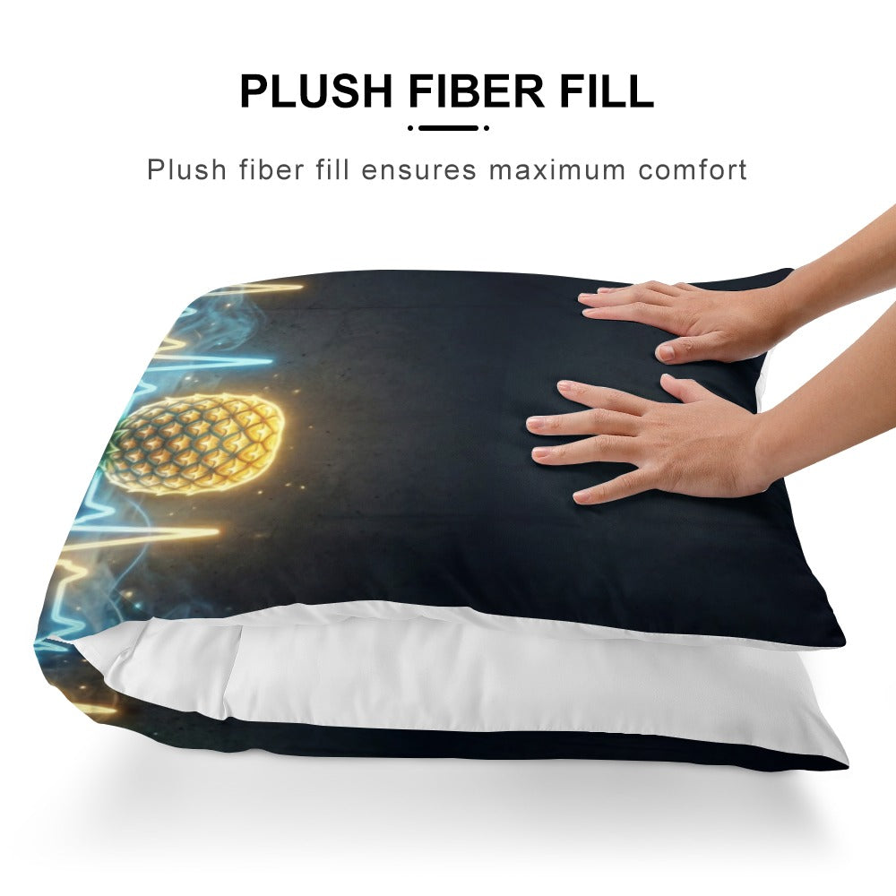 Pineapple Heartbeat Extra Long Pillowcase – Soft Breathable Polyester with Hidden Zipper