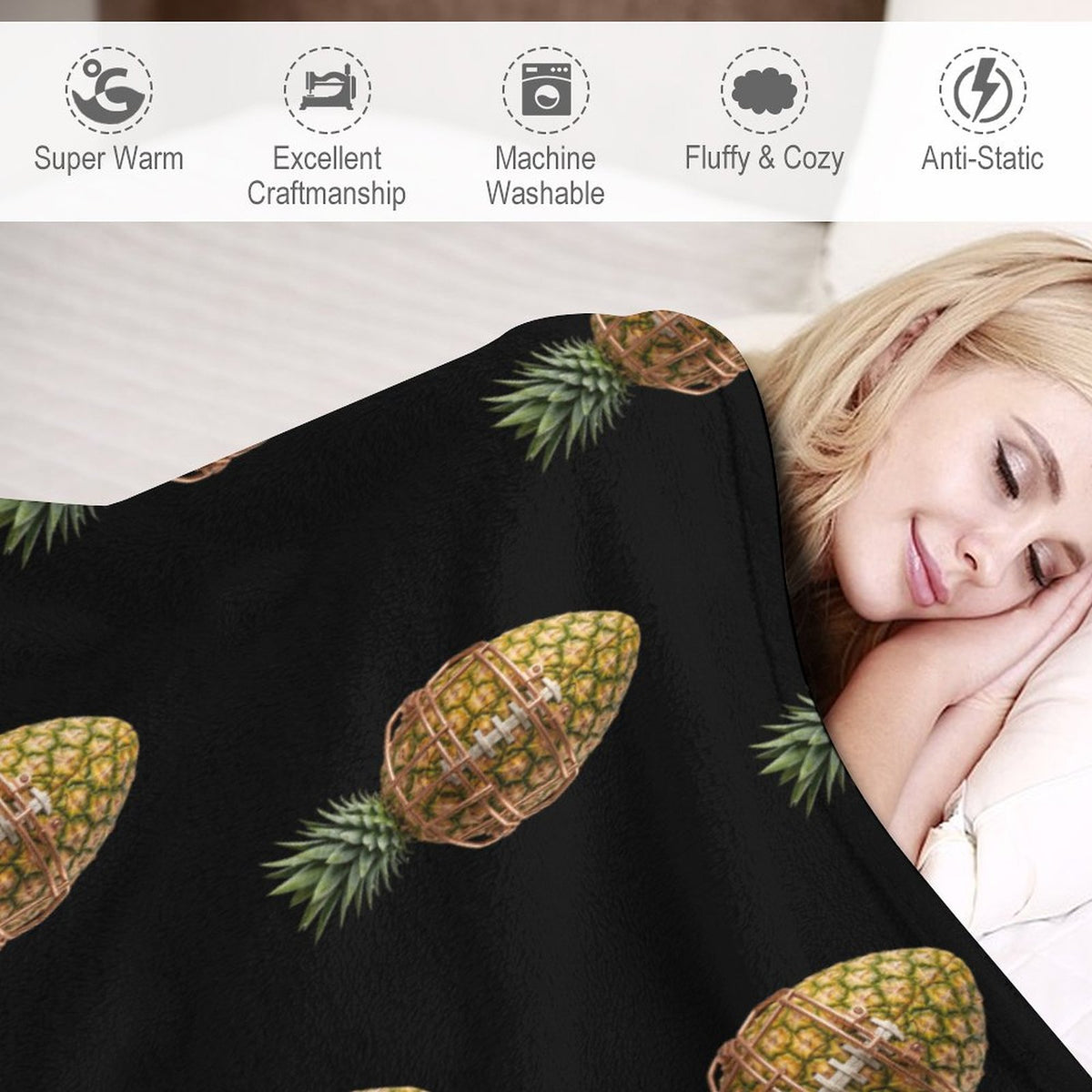 Pineapple Football Flannel Blanket -50"×60"