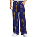 Football Purple & Gold Pineapple Drawstring Wide Leg Casual Pants