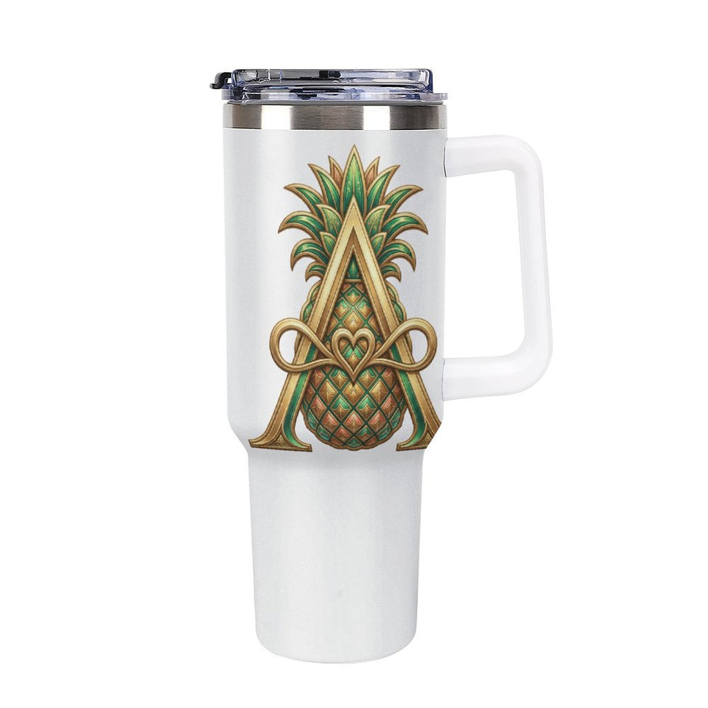Monogram "A" Insulated Tumbler with Handle and Straw
