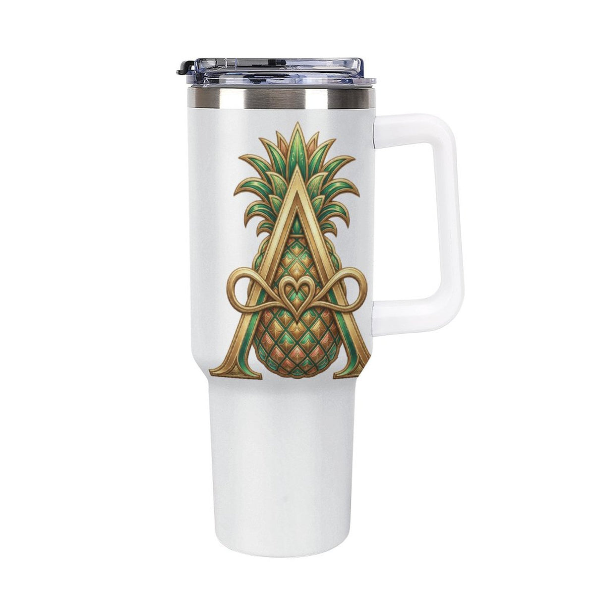 Monogram "A" Insulated Tumbler with Handle and Straw