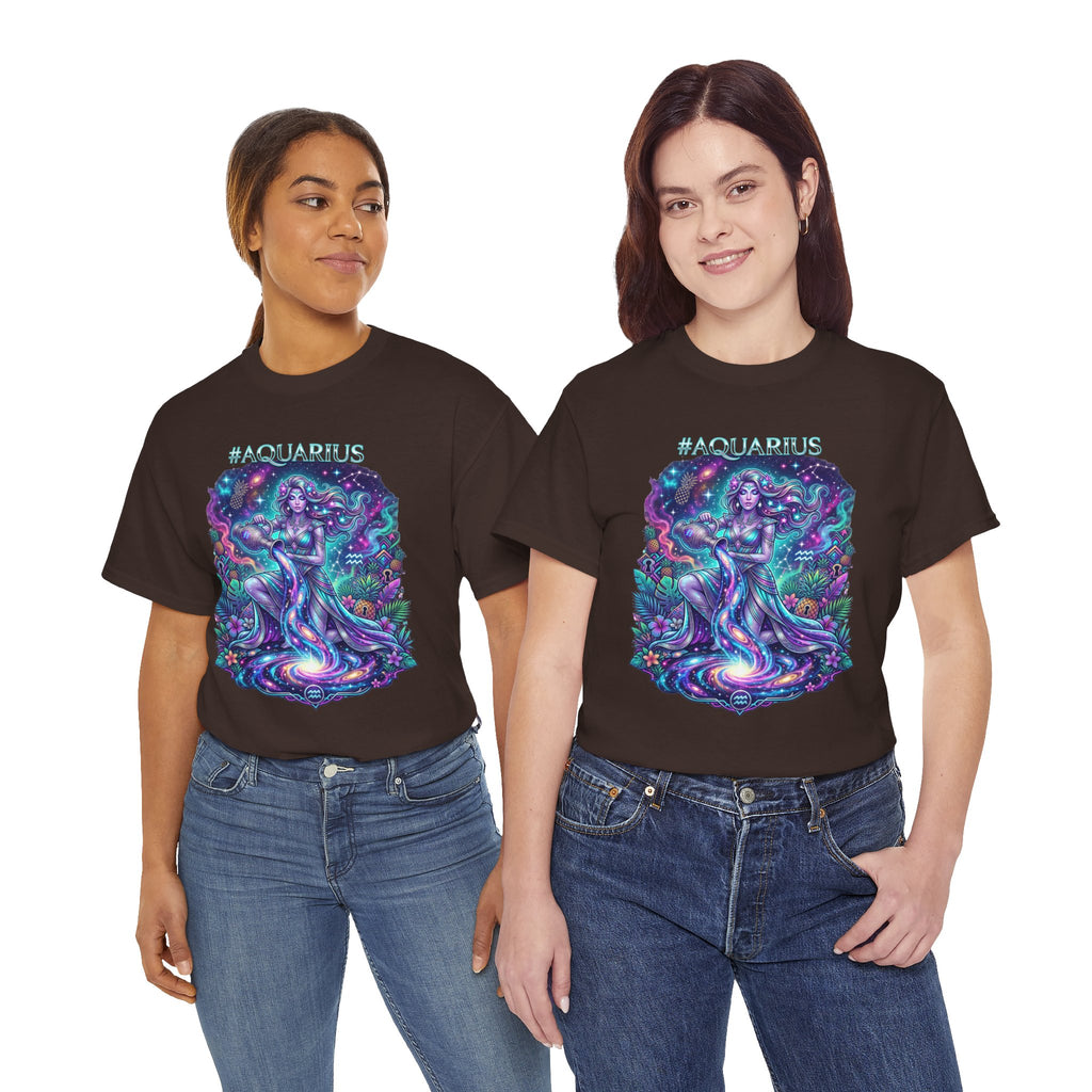 #AQUARIUS Unisex T-Shirt | Soft Lightweight 100% Combed Ring-Spun Cotton Tee with Cosmic Art Print