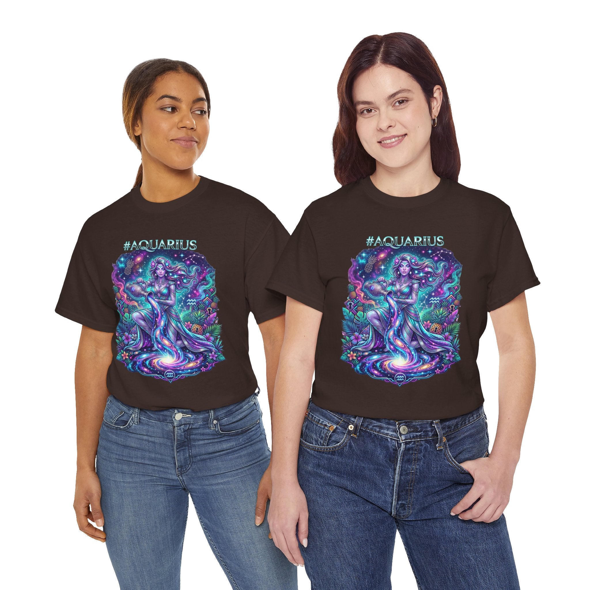 #AQUARIUS Unisex T-Shirt | Soft Lightweight 100% Combed Ring-Spun Cotton Tee with Cosmic Art Print