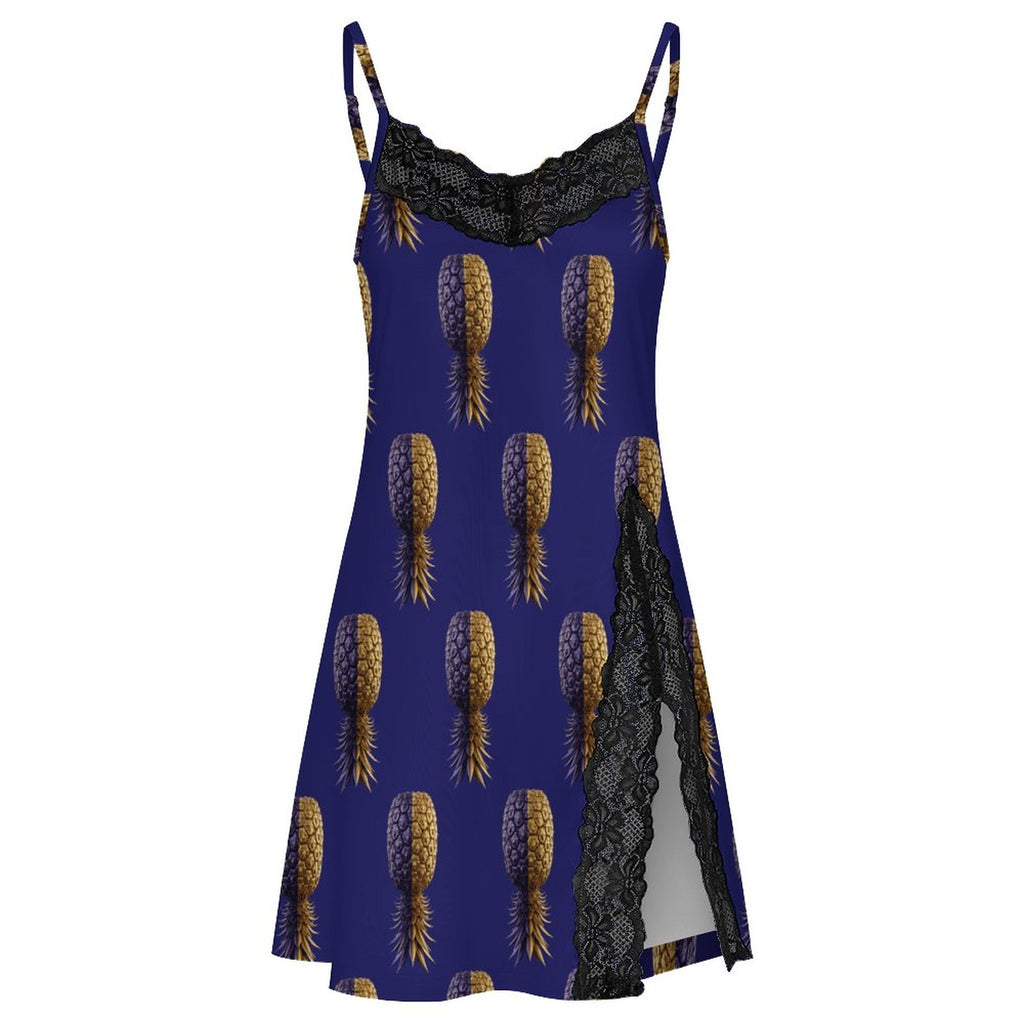 Football Purple & Gold Pineapple Lace Camisole Pajama Dress