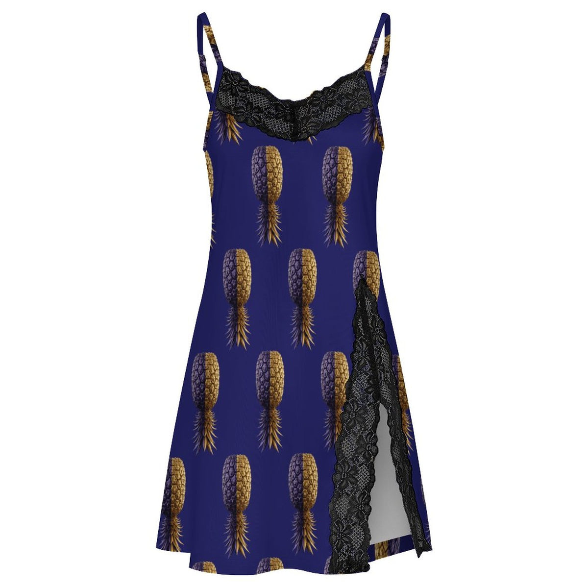 Football Purple & Gold Pineapple Lace Camisole Pajama Dress