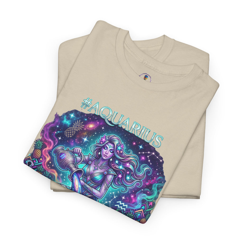 #AQUARIUS Unisex T-Shirt | Soft Lightweight 100% Combed Ring-Spun Cotton Tee with Cosmic Art Print