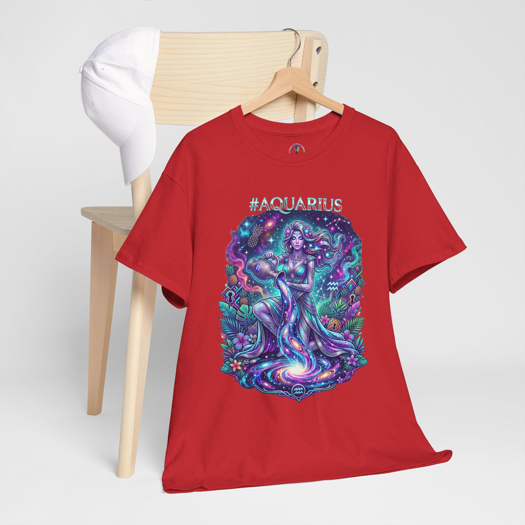 #AQUARIUS Unisex T-Shirt | Soft Lightweight 100% Combed Ring-Spun Cotton Tee with Cosmic Art Print