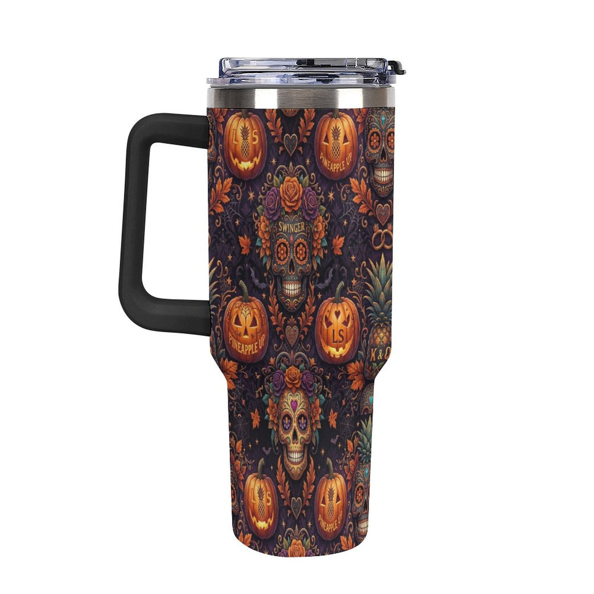 Halloween Swinger Inspired Insulated Tumbler with Handle and Straw