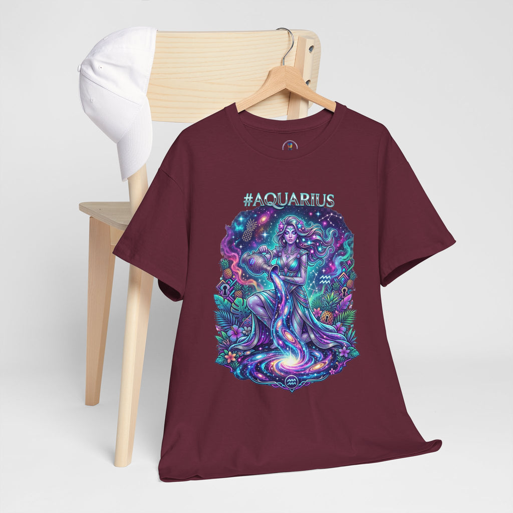 #AQUARIUS Unisex T-Shirt | Soft Lightweight 100% Combed Ring-Spun Cotton Tee with Cosmic Art Print
