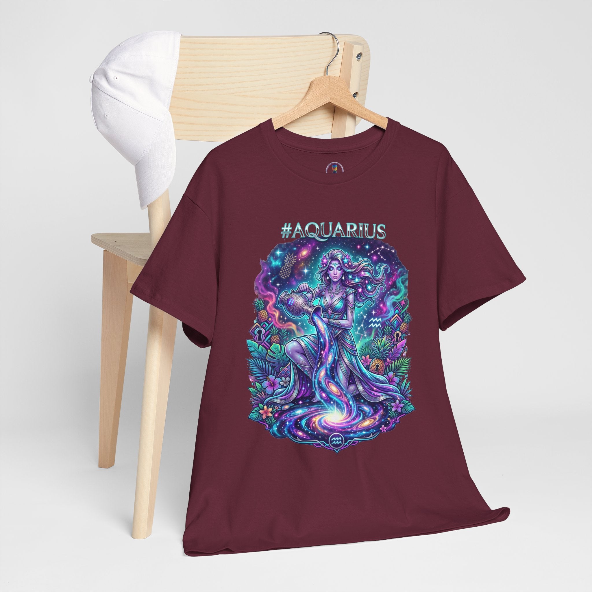 #AQUARIUS Unisex T-Shirt | Soft Lightweight 100% Combed Ring-Spun Cotton Tee with Cosmic Art Print