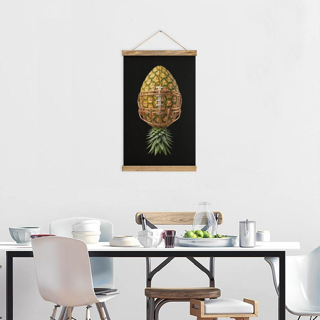 Pineapple Football Framed Flax Painting Wall Decor