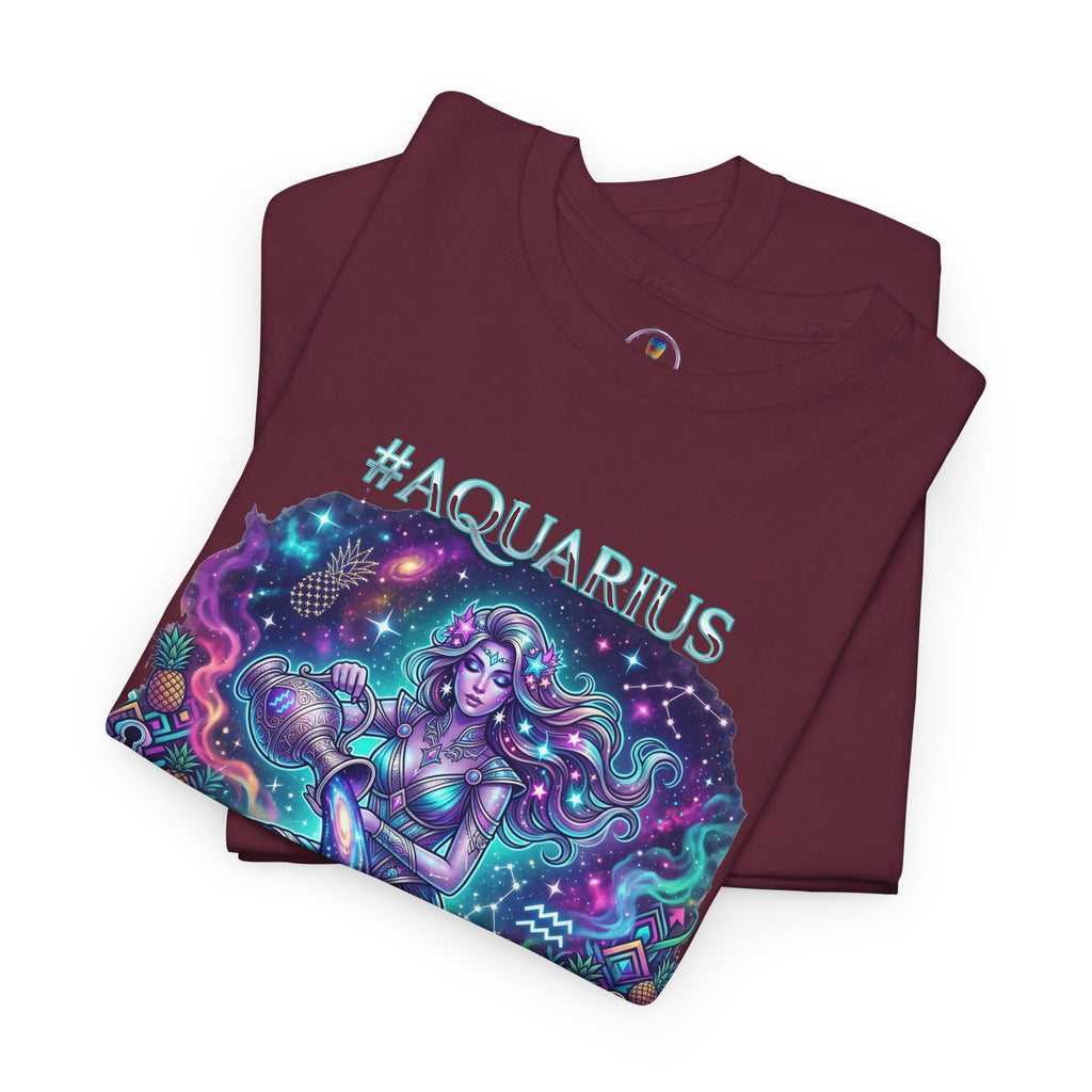 #AQUARIUS Unisex T-Shirt | Soft Lightweight 100% Combed Ring-Spun Cotton Tee with Cosmic Art Print