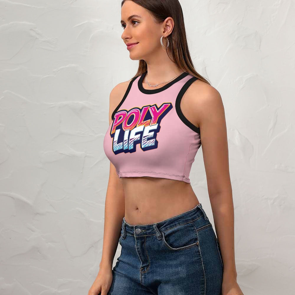 Poly Life Women's Cropped Slim Racer Tank Top – Lightweight Stretch Fit | Athletic & Casual Wear