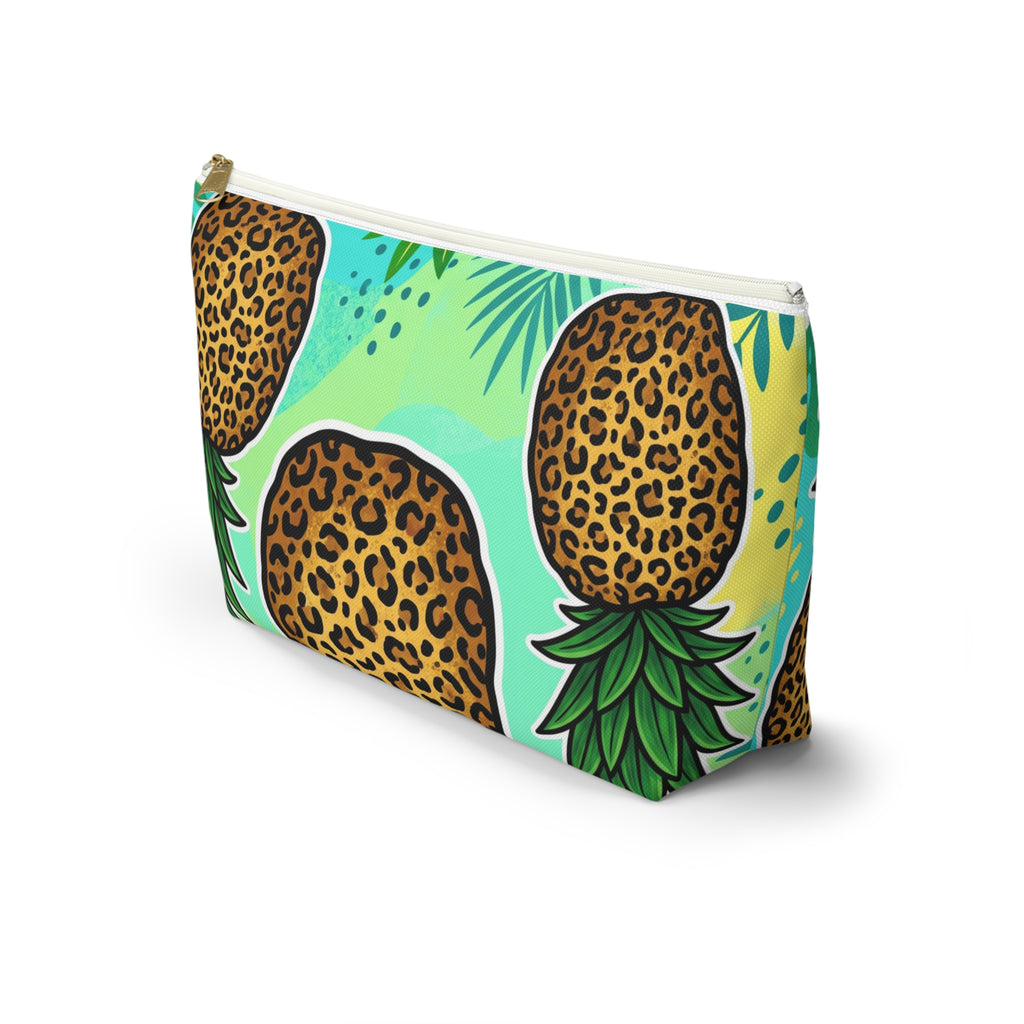 Upside-Down Pineapple Leopard Print Accessory Pouch | T-Bottom Makeup & Travel Organizer Bag