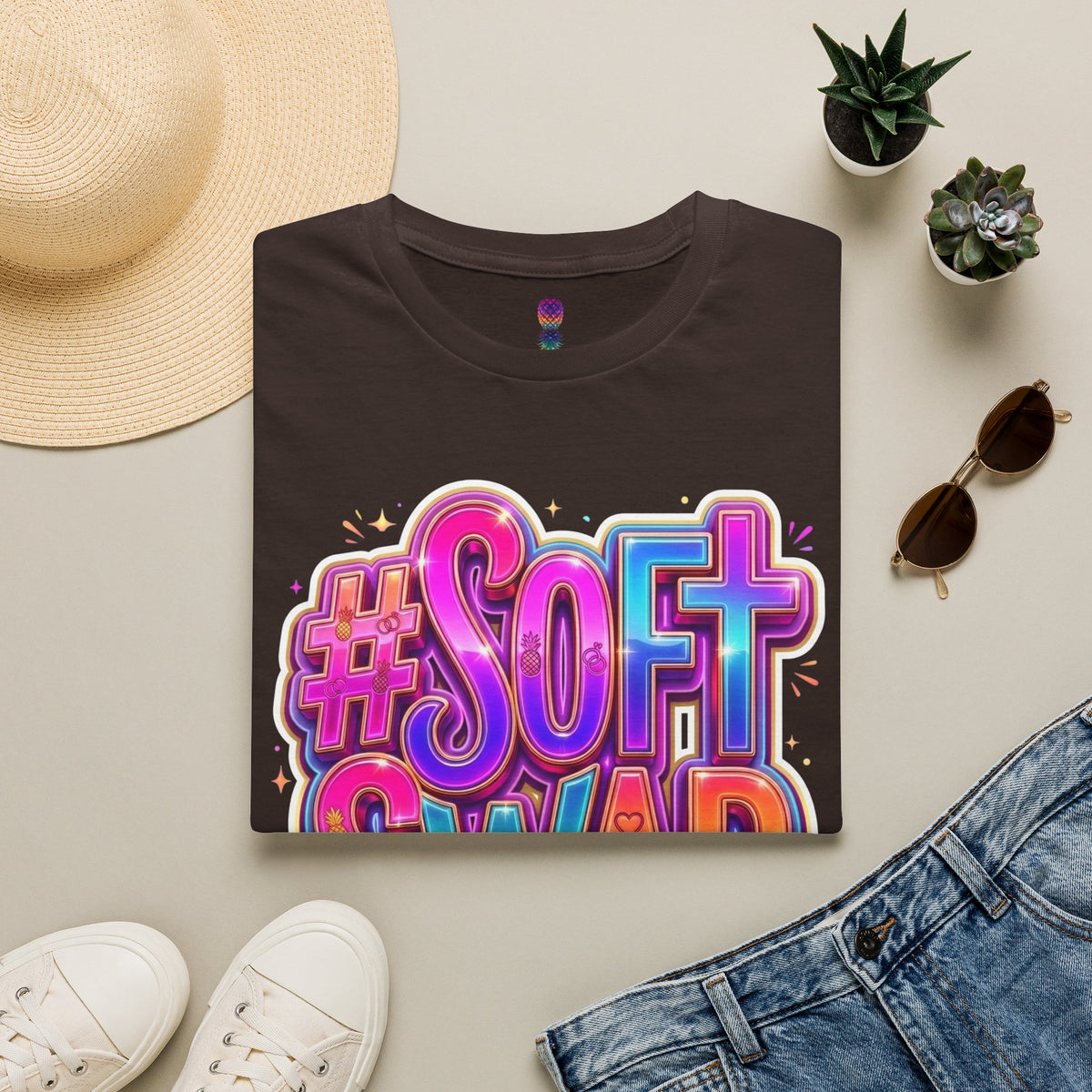 #Soft Swap Graphic T-Shirt | Colorful Y2K Cotton Tee