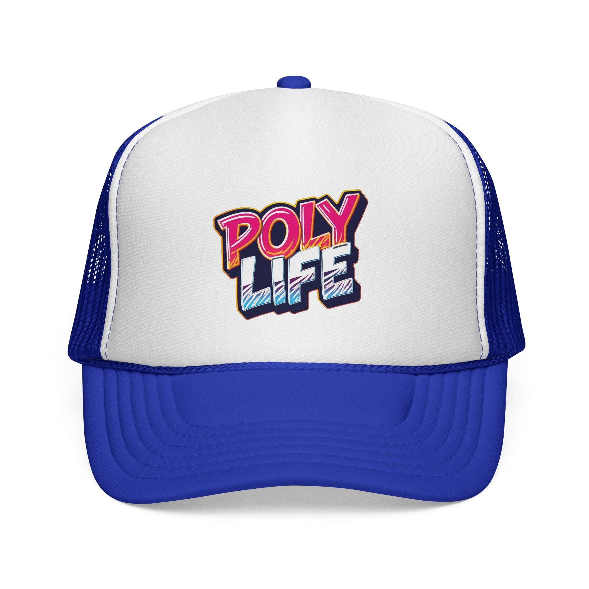 Poly Life Trucker Cap — Retro Surf Logo Mesh Hat