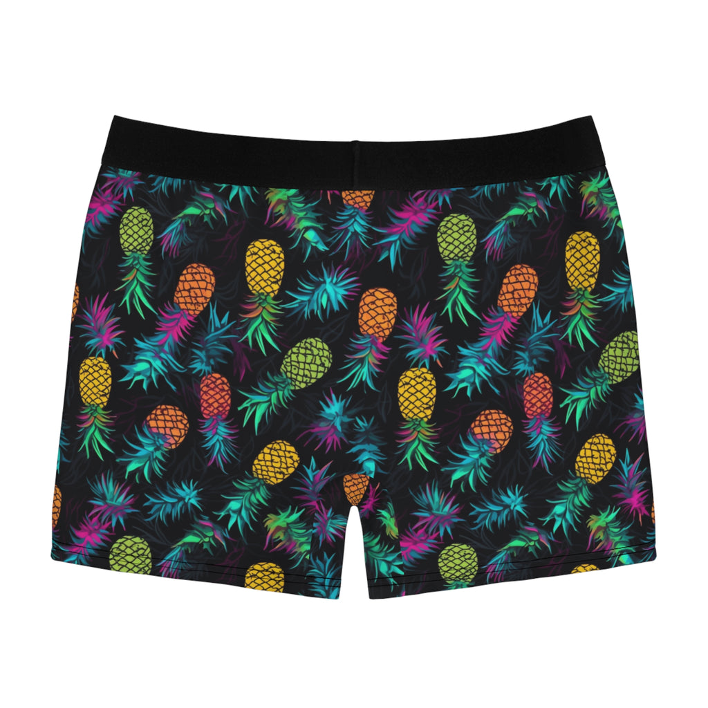Neon Pineapple Boxer Briefs — All-Over Print Vibrant Tropical Underwear